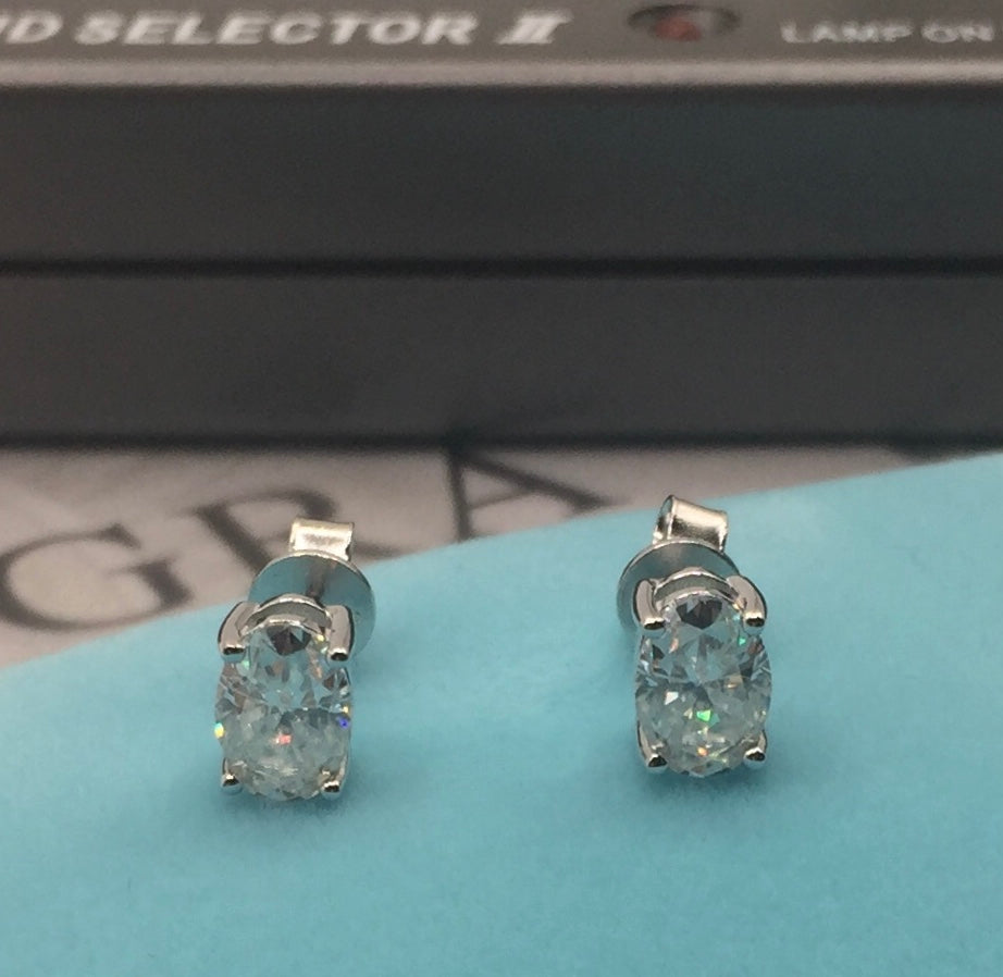 Oval Cut Moissanite Stud Earrings (1 Carat)
