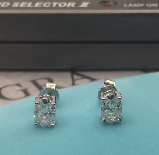 Oval Cut Moissanite Stud Earrings (1 Carat)
