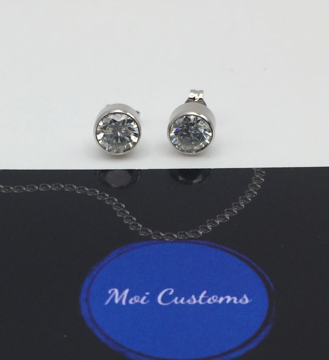6mm Bezel set Moissanite Stud Earrings (0.8ct)