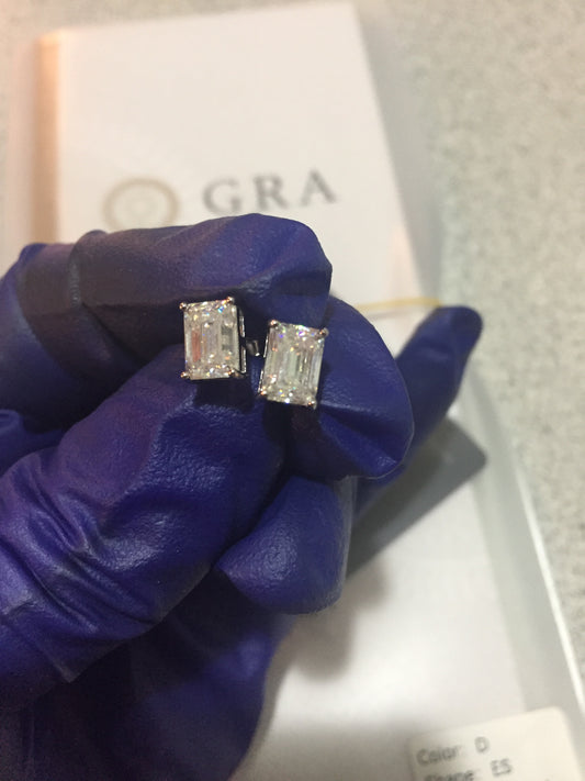 Emerald Cut Moissanite Stud Earrings (1 Carat)