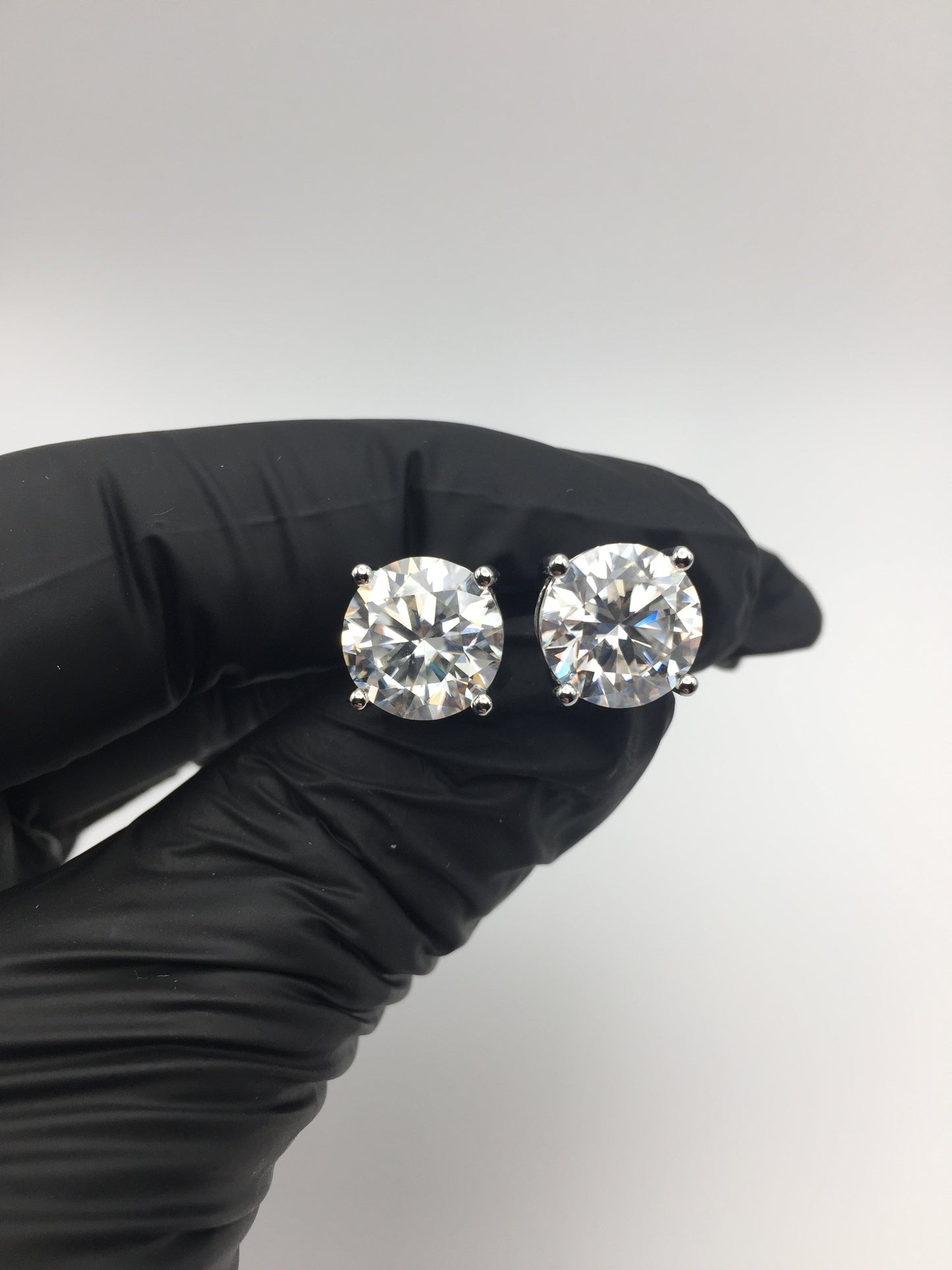 4 Carat VERY LARGE Moissanite Stud Earrings (Screw-back, 4 prong)