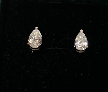 Pear Cut Moissanite Stud Earrings (1 Carat)