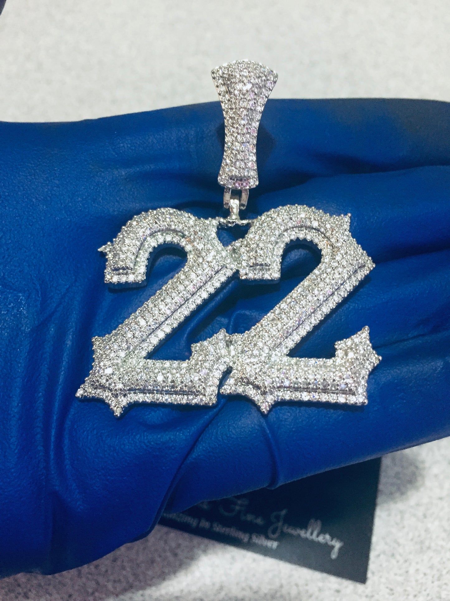 Custom Moissanite Letter/Number Pendant (Gothic Script Style - Medium size)