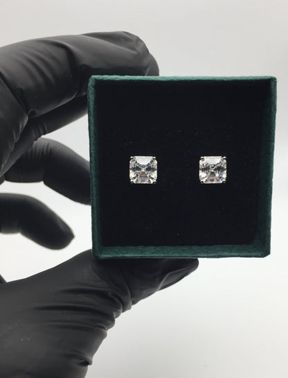 Asscher Cut Moissanite Stud Earrings (2 Carat)