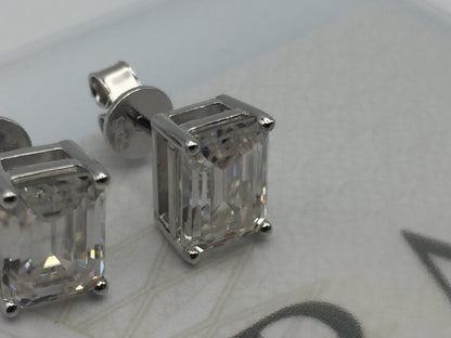 Emerald Cut Moissanite Stud Earrings (2 Carat)