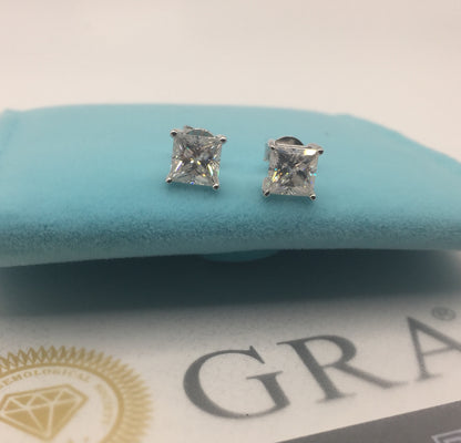 Princess Cut Moissanite Stud Earrings (1 Carat)