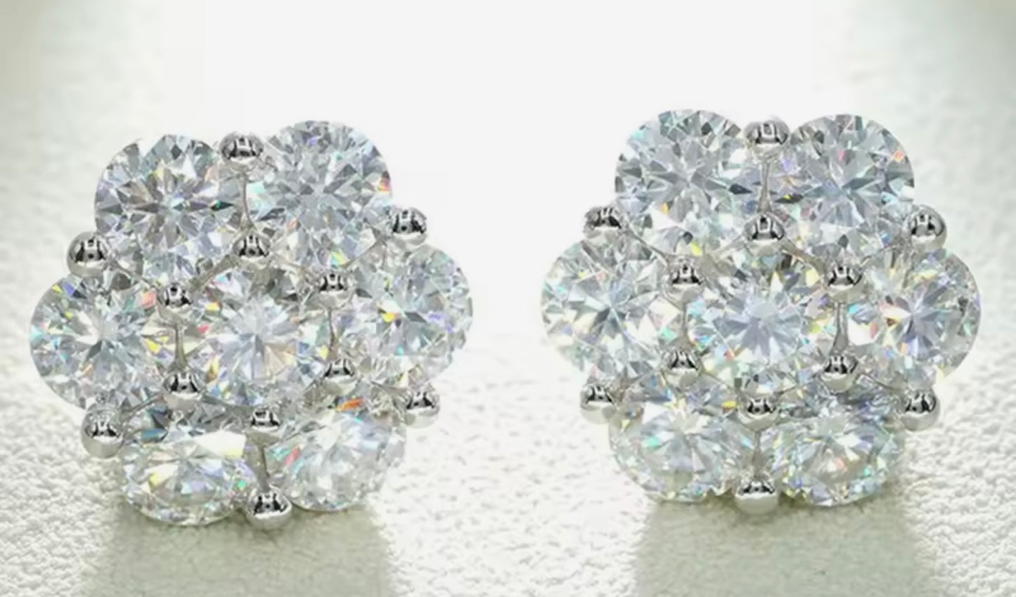 8mm Flower Cluster Moissanite Stud Earrings