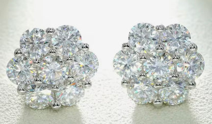 8mm Flower Cluster Moissanite Stud Earrings