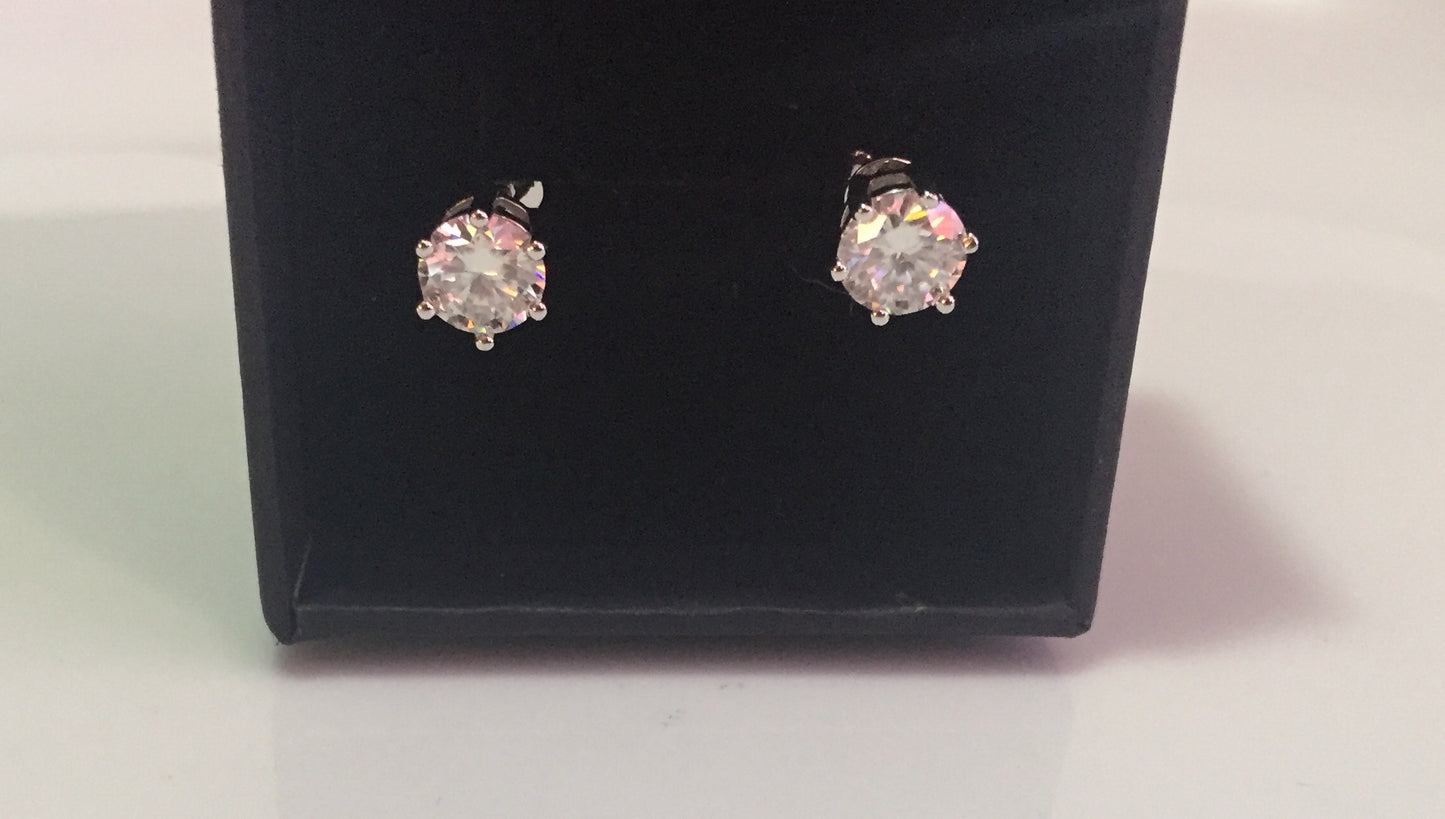 Moissanite Studs: 0.5 - 2 Cts. (Pushback, 6 Prong)