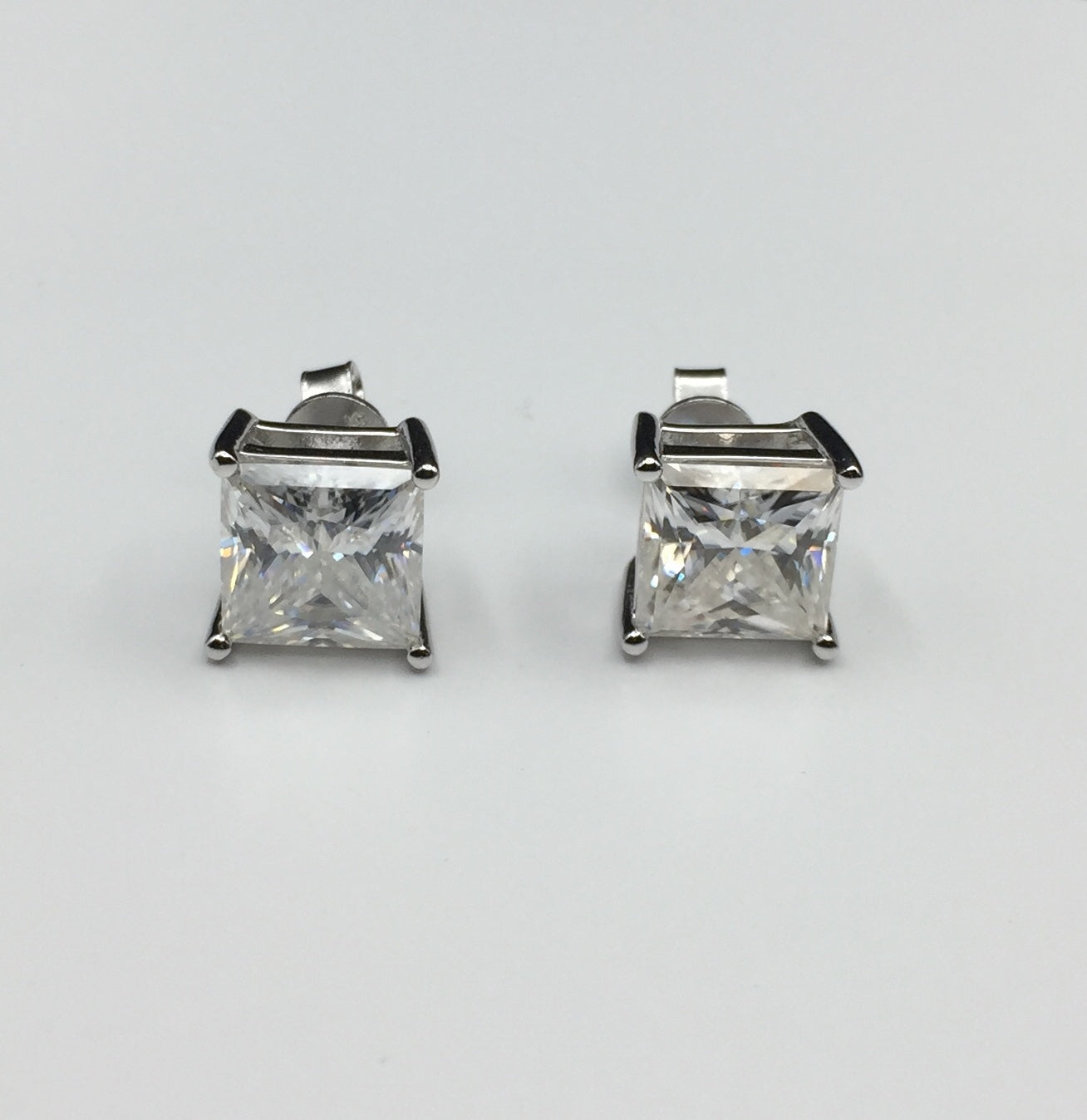 Princess Cut Moissanite Stud Earrings (3 Carat - LARGE)
