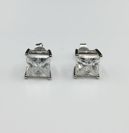 Princess Cut Moissanite Stud Earrings (3 Carat - LARGE)