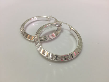 Large Diamond Cut Hoop Earrings