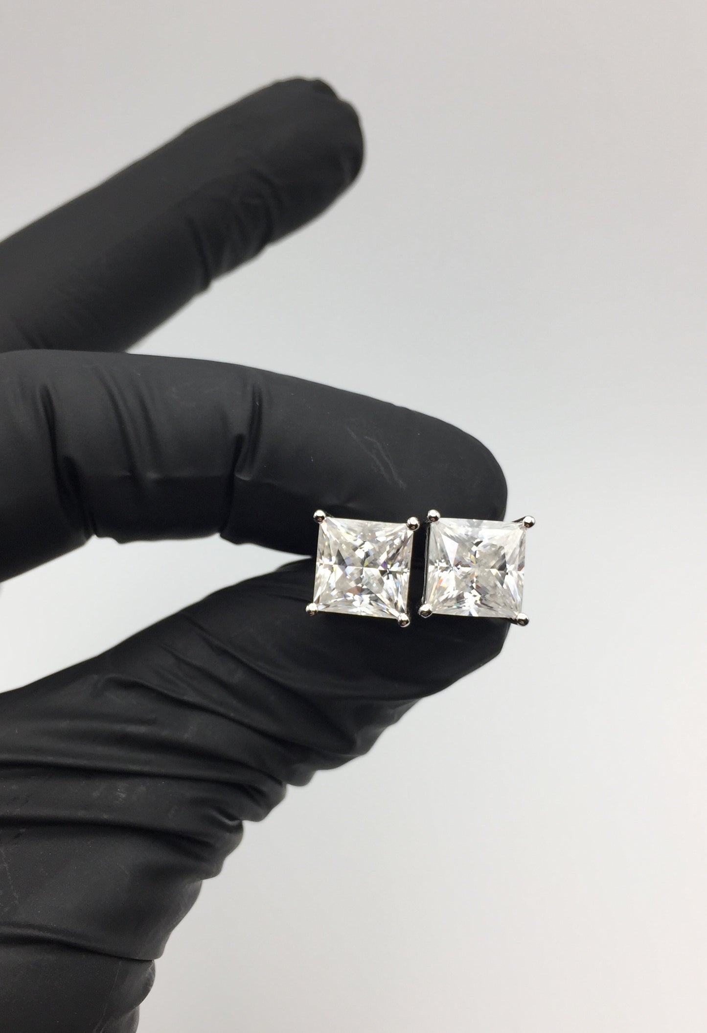 Princess Cut Moissanite Stud Earrings (3 Carat - LARGE)