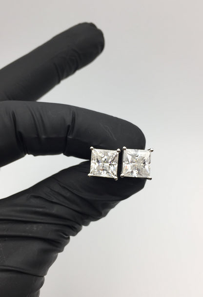 Princess Cut Moissanite Stud Earrings (3 Carat - LARGE)