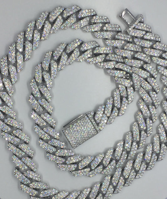 12mm Moissanite Prong Cuban Chain