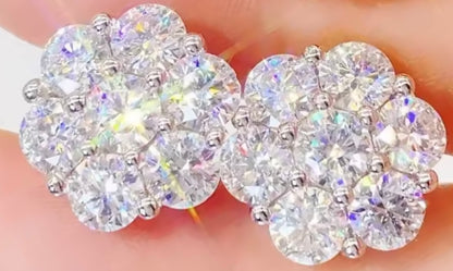 Flower Cluster Moissanite Stud Earrings - 9mm *World Series Edition*