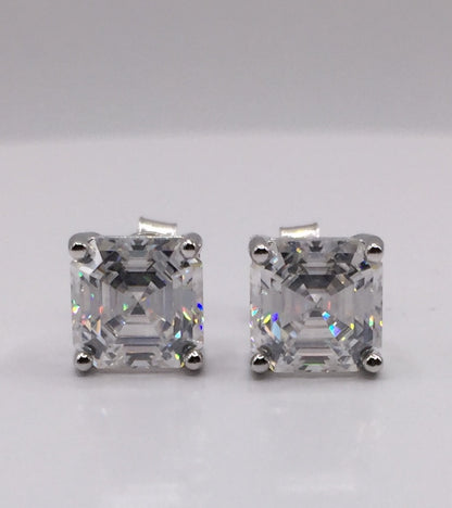 Asscher Cut Moissanite Stud Earrings (2 Carat)