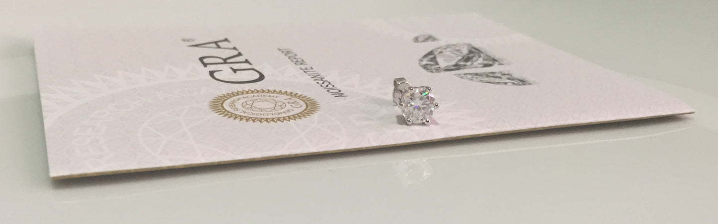 1 Carat Moissanite Stud Earring (One Single Earring)