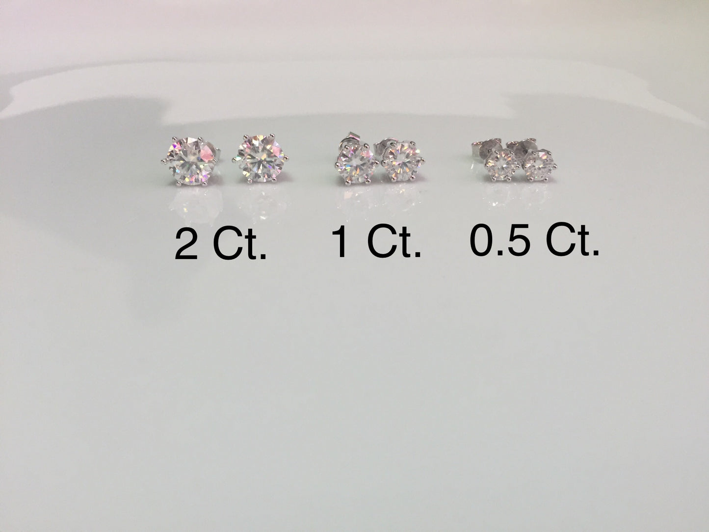 Moissanite Studs: 0.5 - 2 Cts. (Pushback, 6 Prong)