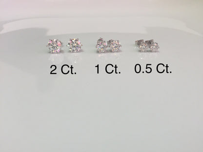Moissanite Studs: 0.5 - 2 Cts. (Pushback, 6 Prong)