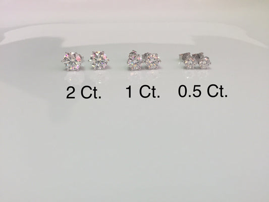 Moissanite Studs: 0.5 - 2 Cts. (Pushback, 6 Prong)