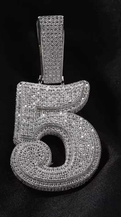 LARGE Custom Moissanite Number Pendant