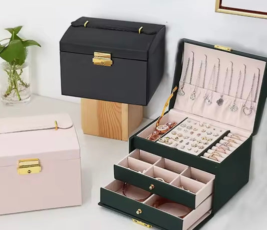 3-Layer Travel Jewelry Case with Lock