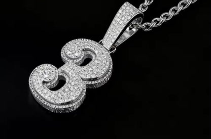 LARGE Custom Moissanite Number Pendant