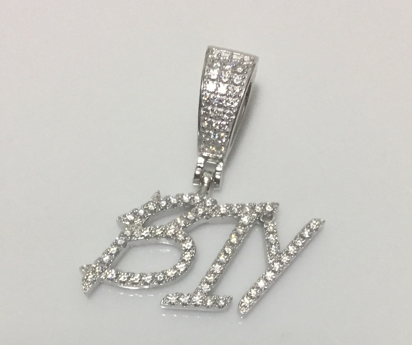 Custom Moissanite Letter/Number Pendant - Small BRUSH FONT