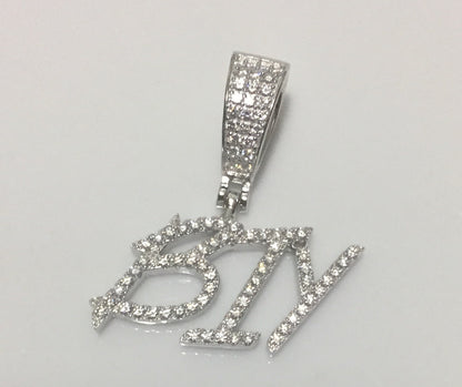 Custom Moissanite Letter/Number Pendant - Small BRUSH FONT