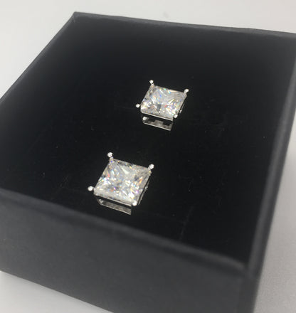 Princess Cut Moissanite Stud Earrings (2 Carat)