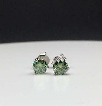 5mm Bluish-Green Moissanite Stud Earrings (0.5ct)