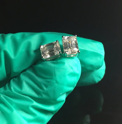 Emerald Cut Moissanite Stud Earrings (2 Carat)
