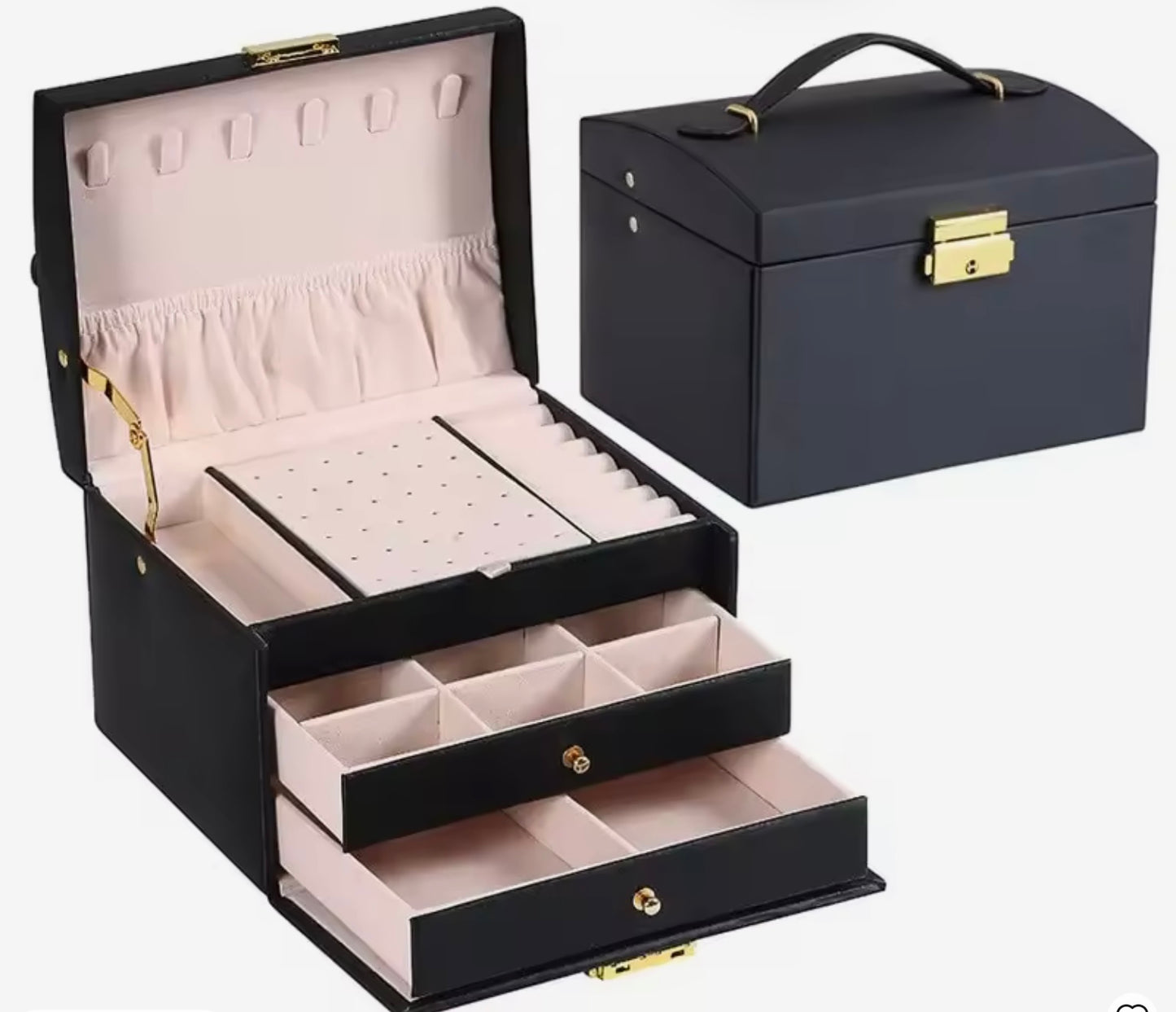 3-Layer Travel Jewelry Case with Lock