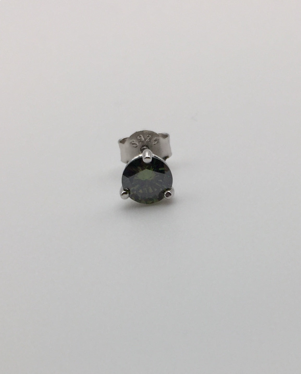 5mm Dark Green Moissanite Stud Earring (1 Single Earring, 0.5ct )