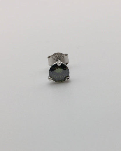 5mm Dark Green Moissanite Stud Earring (1 Single Earring, 0.5ct )