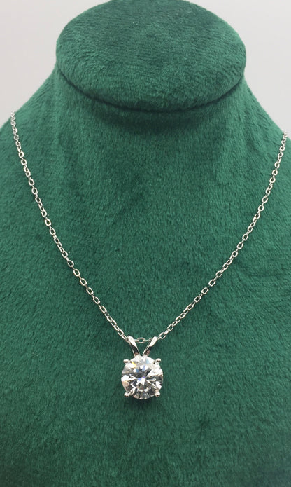 2ct Moissanite Round Brilliant Cut Pendant/Necklace (Necklace+Pendant only)