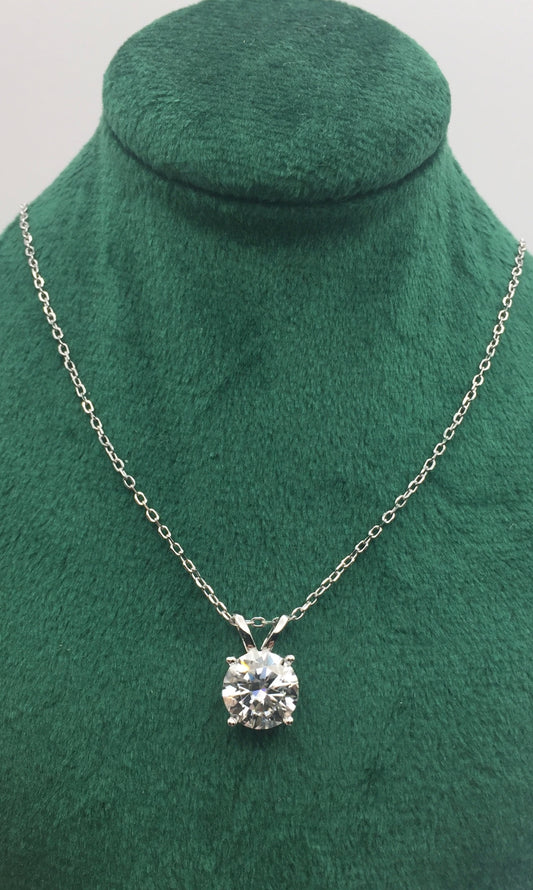 2ct Moissanite Round Brilliant Cut Pendant/Necklace (Necklace+Pendant only)