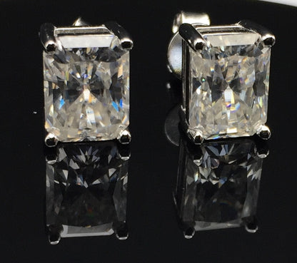Radiant Cut Moissanite Stud Earrings (2 Carat)