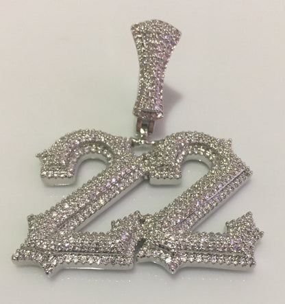 Custom Moissanite Letter/Number Pendant (Gothic Script Style - Medium size)