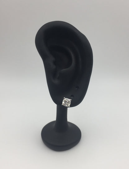 Cushion Cut Moissanite Stud Earrings (1 Carat)
