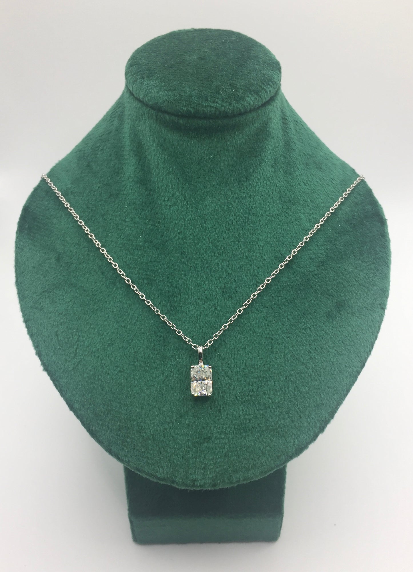 1ct Moissanite Radiant Cut Necklace+Earrings Set