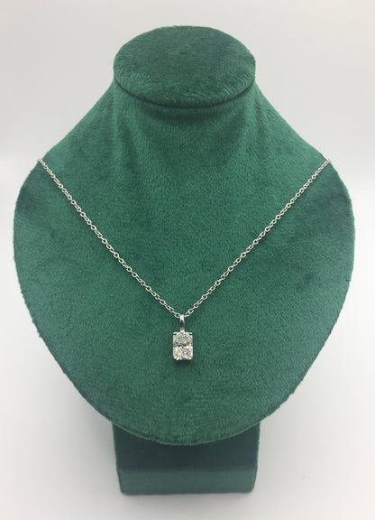 1ct Moissanite Radiant Cut Necklace+Earrings Set