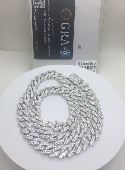 12mm Moissanite Prong Cuban Chain