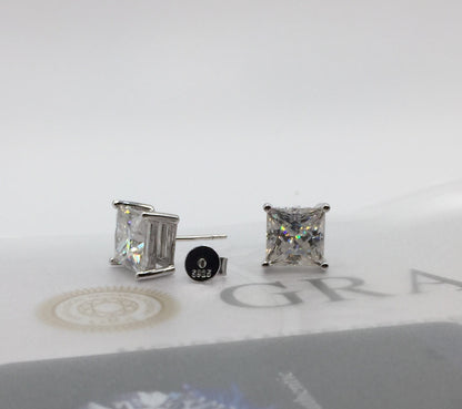 Princess Cut Moissanite Stud Earrings (3 Carat - LARGE)