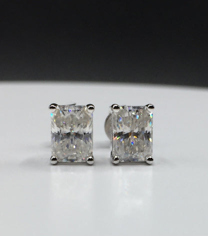 Radiant Cut Moissanite Stud Earrings (1 Carat)