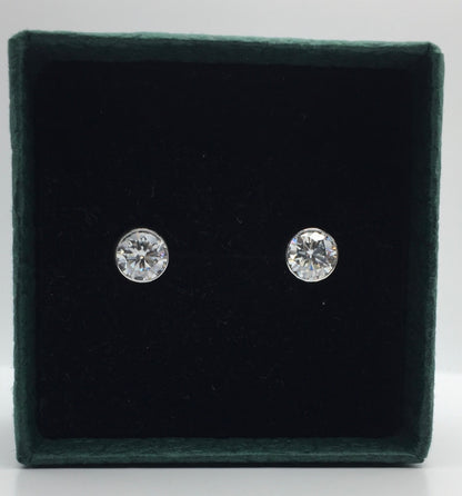 6mm Bezel set Moissanite Stud Earrings (0.8ct)