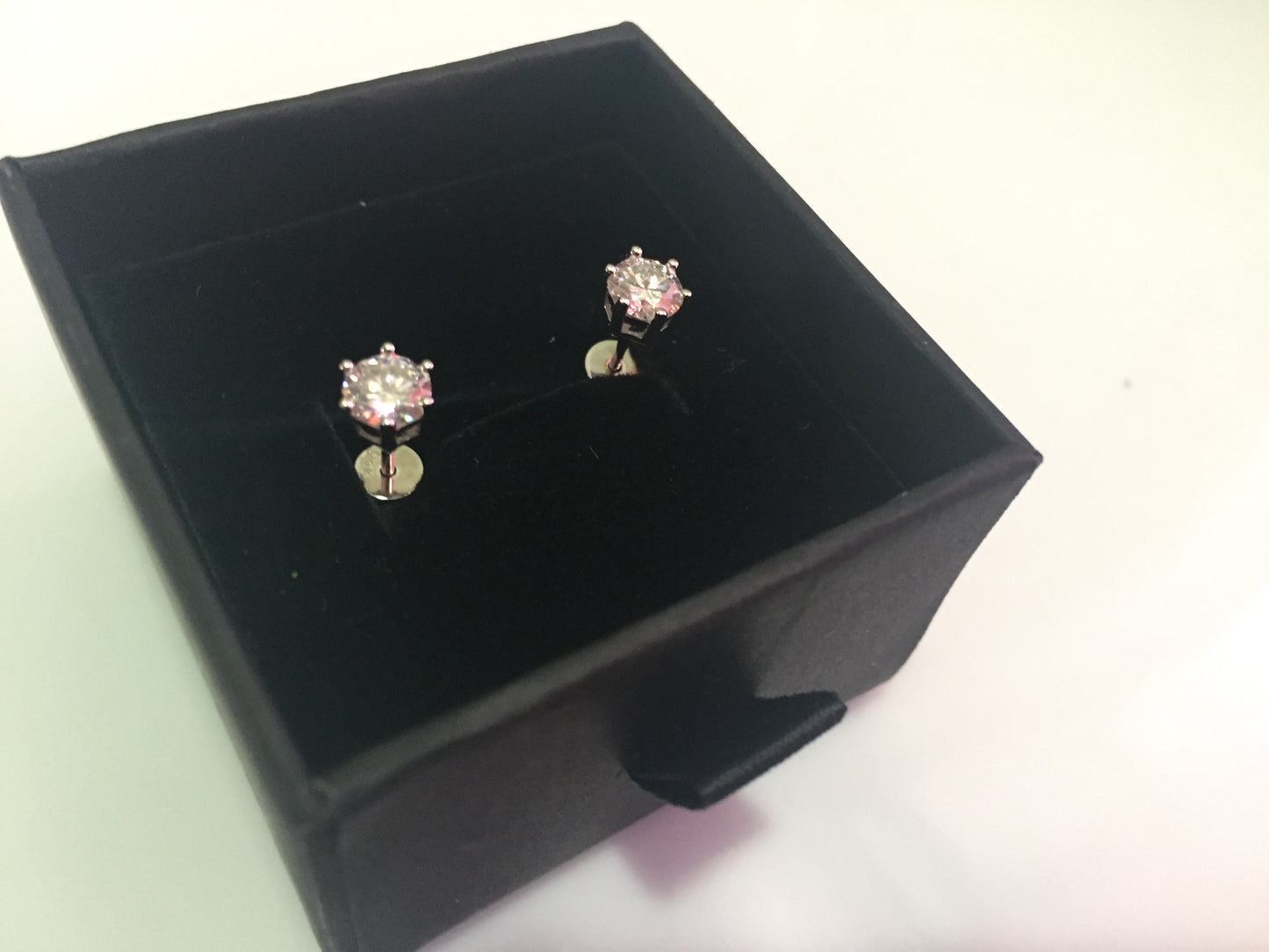 Moissanite Studs: 0.5 - 2 Cts. (Pushback, 6 Prong)