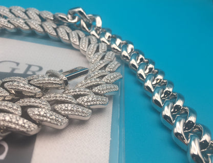 15mm Moissanite 3D Prong Cuban Chain