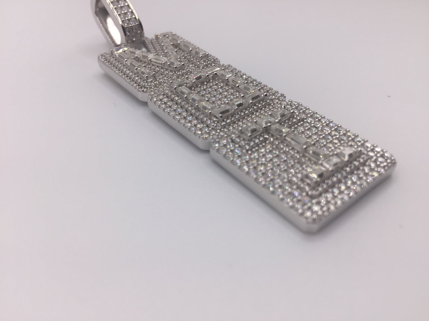 Custom “Round+Baguette” Moissanite Letter Pendants